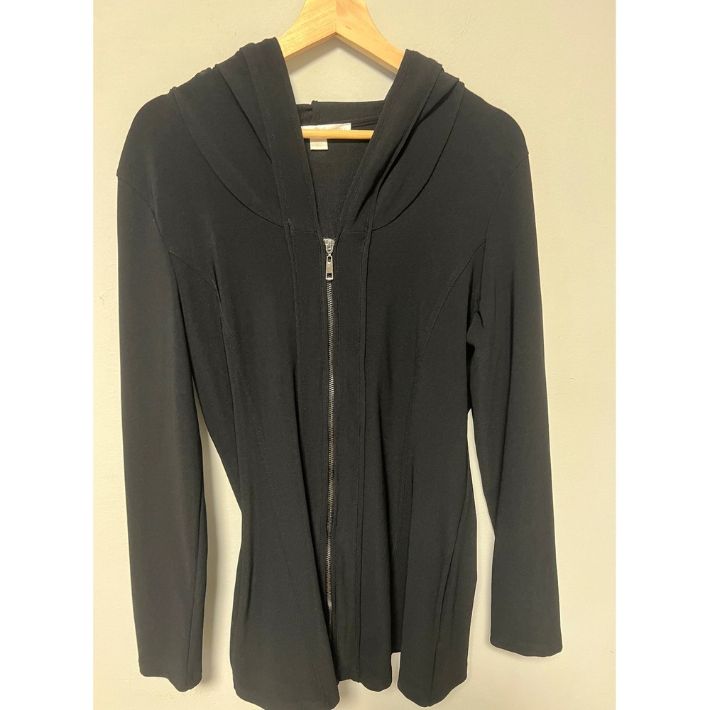 Boston Proper Zip Up Hoodie Womens Large Black Pre-owned Hooded Jacket